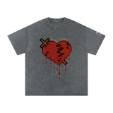Snow Washed Oversized Mended Heart Shirt
