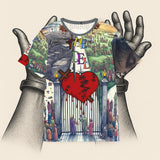 All-Over Print Graphic Jersey — 'Everything With The Devil' Heart & Crown Illustration