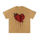 Snow Washed Oversized Mended Heart Shirt
