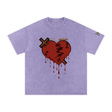 Snow Washed Oversized Mended Heart Shirt