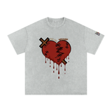 Snow Washed Oversized Mended Heart Shirt