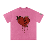Snow Washed Oversized Mended Heart Shirt