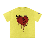 Snow Washed Oversized Mended Heart Shirt