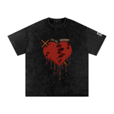 Snow Washed Oversized Mended Heart Shirt