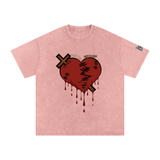 Snow Washed Oversized Mended Heart Shirt