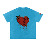 Snow Washed Oversized Mended Heart Shirt