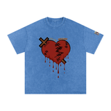 Snow Washed Oversized Mended Heart Shirt