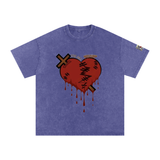 Snow Washed Oversized Mended Heart Shirt