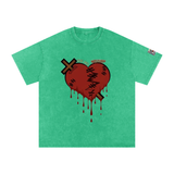 Snow Washed Oversized Mended Heart Shirt
