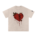 Snow Washed Oversized Mended Heart Shirt