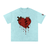 Snow Washed Oversized Mended Heart Shirt