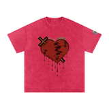 Snow Washed Oversized Mended Heart Shirt